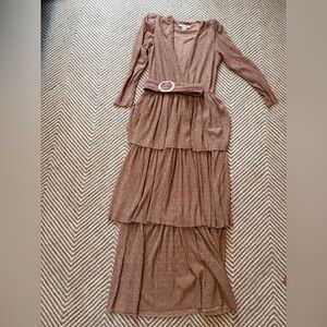 Sabina Musayev Brown Tiered Maxi Dress